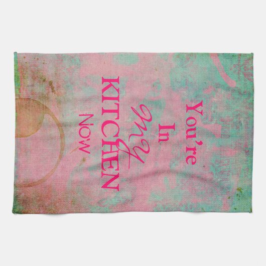 Custom Grunge roze keukenhanddoek (Horizontaal)