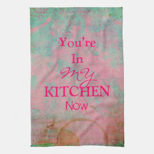 Custom Grunge roze keukenhanddoek (Verticaal)