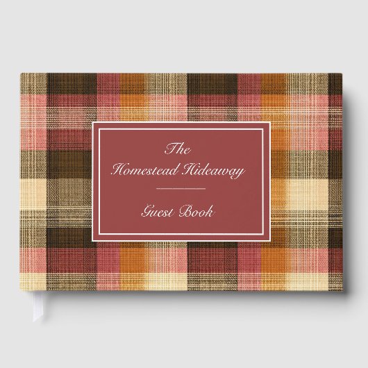 Custom Guest Book Gingham Style Vacation Rentals Gastenboek (Voorkant)