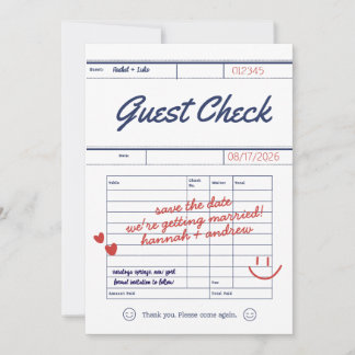 Custom Guest Check Wedding Save the Date Card