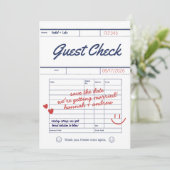 Custom Guest Check Wedding Save the Date Card (Staand voorkant)