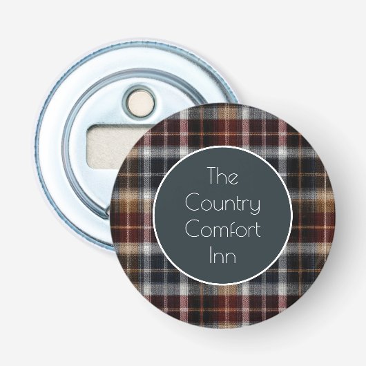 Custom Guest Coaster Gingham Vacation Rentals Button Flesopener (Voorkant)