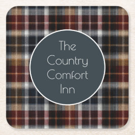 Custom Guest Coaster Gingham Vacation Rentals Kartonnen Onderzetters