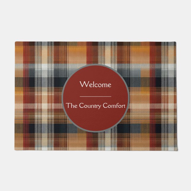 Custom Guest Door Mat Gingham Vacation Rentals (Voorkant)