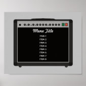 Custom Guitar Amplifier Rock en Roll Menu Poster (Voorkant)