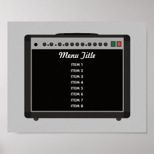 Custom Guitar Amplifier Rock en Roll Menu Poster
