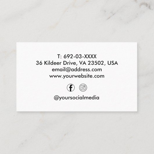 Custom Hair Stylist Schaar Script Barber Wit Visitekaartje (Achterkant)