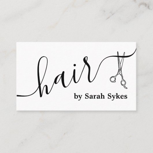 Custom Hair Stylist Schaar Script Barber Wit Visitekaartje (Voorkant)