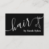 Custom Hair Stylist Schaar Script Barber Zwart Visitekaartje (Voorkant)