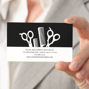 Custom Hair Stylist Zwart & Wit Minimalist Visitekaartje