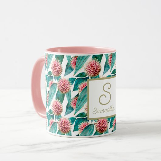 Custom Hakea Laurina Pincushion Blooms Mok (Voorkant links)