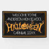 Custom Halloween Haunted House Carnaval Zwart Spandoek (Horizontaal)