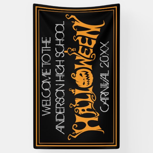 Custom Halloween Haunted House Carnaval Zwart Spandoek (Verticaal)