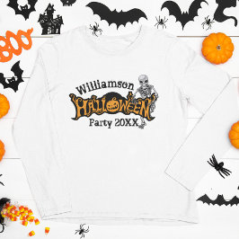 Custom Halloween Jaarlijks Party Skelet Lange Mouw T-shirt