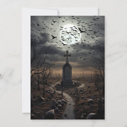 Custom Halloween Party Gothic Cemetery Graveyard Kaart (Voorkant)