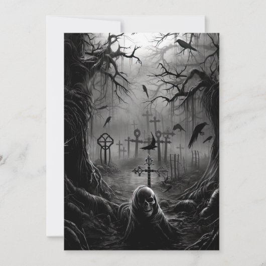Custom Halloween Party Gothic Cemetery Graveyard Kaart (Voorkant)