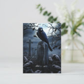Custom Halloween Party Gothic Raven Graveyard Briefkaart (Staand voorkant)