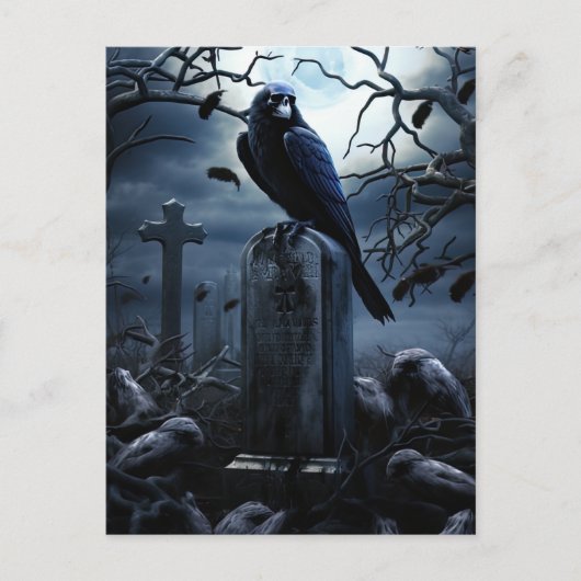 Custom Halloween Party Gothic Raven Graveyard Briefkaart (Voorkant)