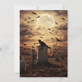 Custom Halloween Party Gothic Raven Graveyard Kaart
