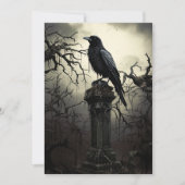 Custom Halloween Party Gothic Raven Graveyard Kaart (Voorkant)