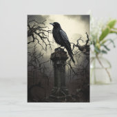 Custom Halloween Party Gothic Raven Graveyard Kaart (Staand voorkant)