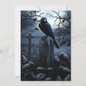 Custom Halloween Party Gothic Raven Graveyard Kaart (Voorkant)