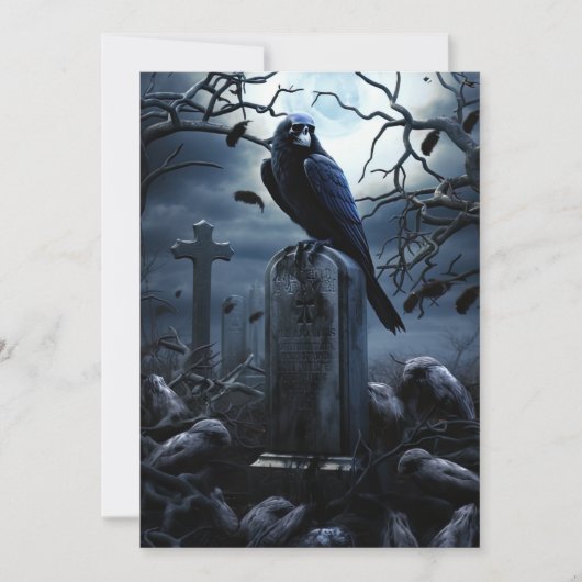 Custom Halloween Party Gothic Raven Graveyard Kaart (Voorkant)