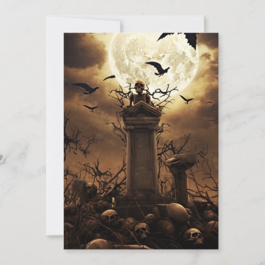 Custom Halloween Party Gotische Skelet Graveyard Kaart (Voorkant)