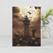 Custom Halloween Party Gotische Skelet Graveyard Kaart (Staand voorkant)