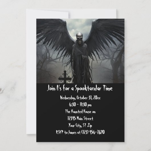 Custom Halloween Party Gotische Skelet Graveyard Kaart (Achterkant)