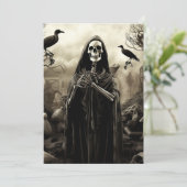 Custom Halloween Party Gotische Skelet Graveyard Kaart (Staand voorkant)