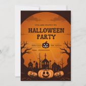 Custom Halloween Party Invitation Card Pumpkin  Kaart (Voorkant)