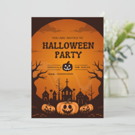 Custom Halloween Party Invitation Card Pumpkin  Kaart