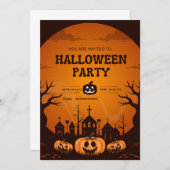 Custom Halloween Party Invitation Card Pumpkin  Kaart (Voorkant / Achterkant)