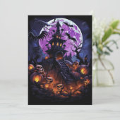 Custom Halloween Party Skelet Haunted House Kaart (Staand voorkant)