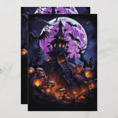 Custom Halloween Party Skelet Haunted House Kaart (Voorkant / Achterkant)