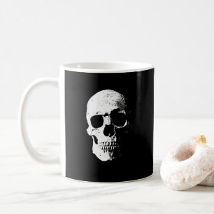 Custom Halloween Party Skull Zwart & Wit Pop Art Koffiemok