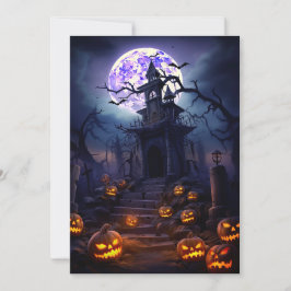 Custom Halloween Party Spooky Haunted House Kaart
