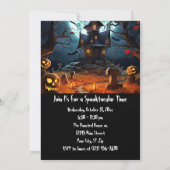 Custom Halloween Party Spooky Haunted House Kaart (Achterkant)