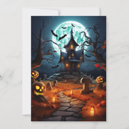 Custom Halloween Party Spooky Haunted House Kaart
