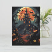 Custom Halloween Party Zombie Haunted House Kaart (Staand voorkant)