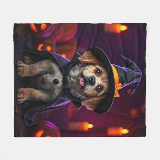 Custom Halloween Pet Blanket | Spooky & Cute Gift Fleece Deken (Voorkant (Horizontaal))