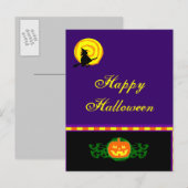 Custom Halloween pompoen heks Briefkaart (Voorkant / Achterkant)