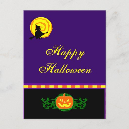 Custom Halloween pompoen heks Briefkaart (Voorkant)