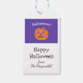 Custom Halloween Pumpkin Paars Sinaasappel White Cadeaulabel (Voorkant)
