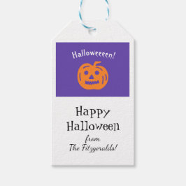 Custom Halloween Pumpkin Paars Sinaasappel White Cadeaulabel