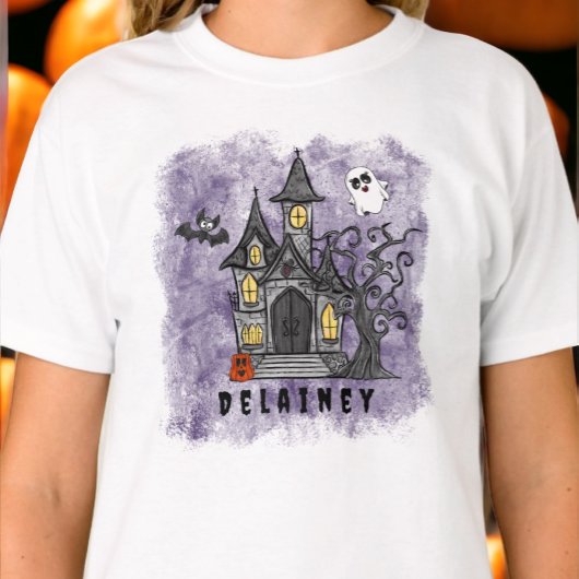 Custom Halloween Spooky Schattige Haunted House Pa T-shirt