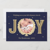 Custom Hamster Foto Blauw Goud Vreugde Kerstmis Feestdagenkaart (Voorkant)