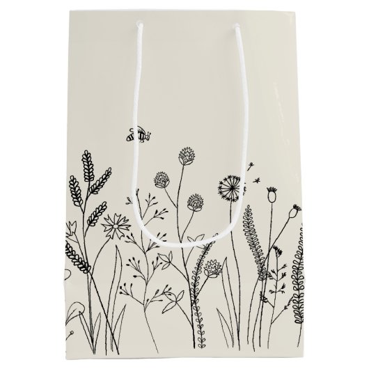 Custom Hand Drawn Botanical Thank You Gift Bag  Medium Cadeauzakje (Achterkant)