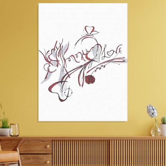  custom hand-drawn calligraphy art canvas afdruk (Insitu (Woonkamer))